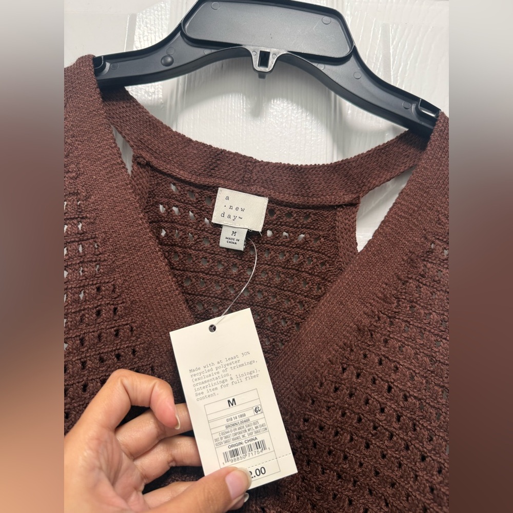 a new day Chocolate Knit Sleeveless Cardigan - Picture 3 of 4